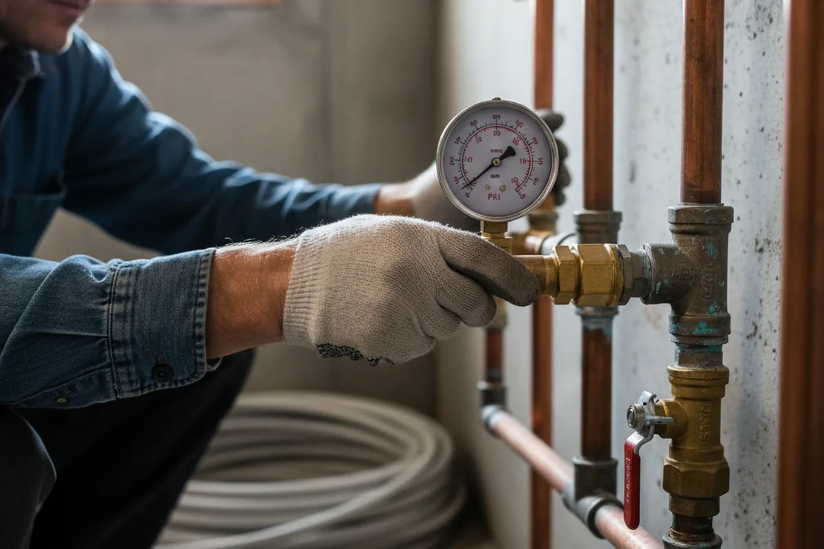 Pressure testing a repaired line during Water Line Repair in Pequea